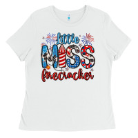 White little miss firecracker 4th of july Ladies Tee - Artiststas