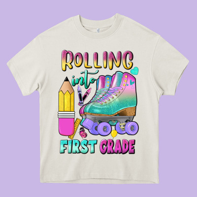 Rolling Into First Grade Heavy Core Tee Designed By Bundleandbundleshop