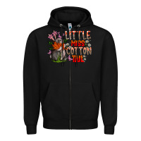 Black Little Miss Cotton Tail Zipper Hoodie - CowhideDigitalArt
