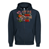 Navy Little Miss Cotton Tail Zipper Hoodie - CowhideDigitalArt