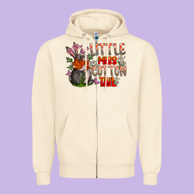 Little Miss Cotton Tail Zipper Hoodie Designed By Cowhidedigitalart