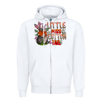 White Little Miss Cotton Tail Zipper Hoodie - CowhideDigitalArt