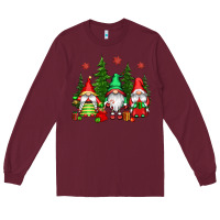 Burgundy christmas gnomies Long Sleeve Tee - CowGirlArtShop
