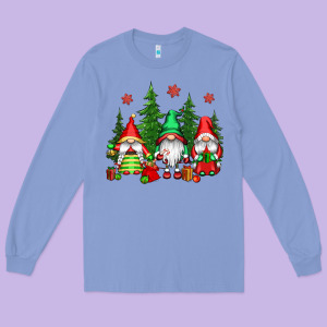 Christmas Gnomies Long Sleeve Tee Designed By Cowgirlartshop