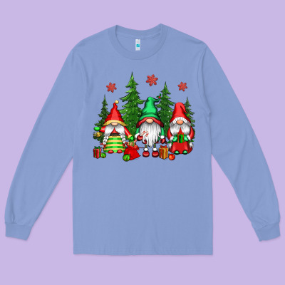 Christmas Gnomies Long Sleeve Tee Designed By Cowgirlartshop