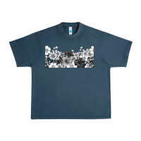 Midnight Navy black and white floral Urban Heavy Tee - TumblerDesignByShophia