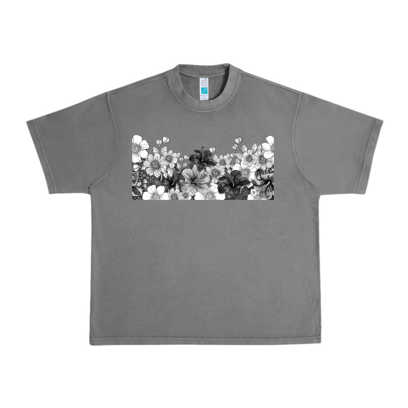 Black And White Floral Urban Heavy Tee by TumblerDesignByShophia | Teevron
