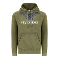 Vintage Olive Hot Trend Raven Nevermore Poetry Halloween Edgar Allan Poe Vintage Hoodie - lanVoArt