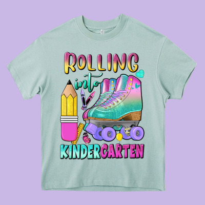 Rolling Into Kindergarten Heavy Core Tee Designed By Bundleandbundleshop