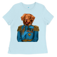 Baby Blue Golden Retriever Dog Portrait,Custom Pet Portraits,Renaissance Dog Ladies Tee - RanaPortraitStore