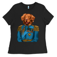 Black Golden Retriever Dog Portrait,Custom Pet Portraits,Renaissance Dog Ladies Tee - RanaPortraitStore