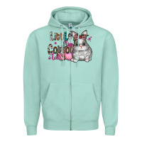 Seafoam Little Miss Cotton Tail Zipper Hoodie - CowhideDigitalArt