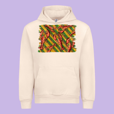 Mardi Gras Crawfish Background Urban Hoodie Designed By Barkaloodesign