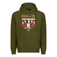 Army Green bull skull sunflower floral cassette Premium Hoodie - FaDigitalArtStudio