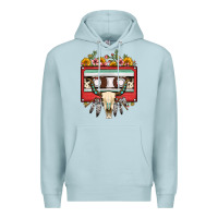 Blue Mist bull skull sunflower floral cassette Premium Hoodie - FaDigitalArtStudio
