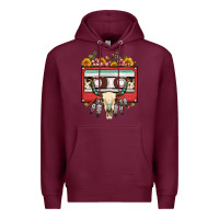 Burgundy bull skull sunflower floral cassette Premium Hoodie - FaDigitalArtStudio