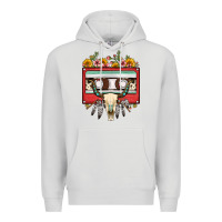 Dove Grey bull skull sunflower floral cassette Premium Hoodie - FaDigitalArtStudio