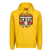Lemon bull skull sunflower floral cassette Premium Hoodie - FaDigitalArtStudio