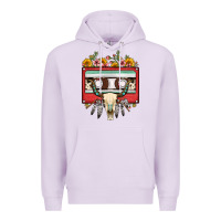 Lilac bull skull sunflower floral cassette Premium Hoodie - FaDigitalArtStudio