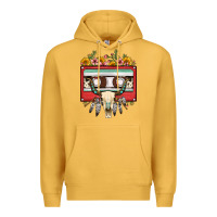 Mustard bull skull sunflower floral cassette Premium Hoodie - FaDigitalArtStudio