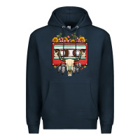 Navy bull skull sunflower floral cassette Premium Hoodie - FaDigitalArtStudio