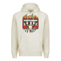 Oatmeal Heather bull skull sunflower floral cassette Premium Hoodie - FaDigitalArtStudio