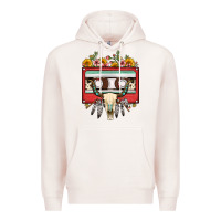 Pale Pink bull skull sunflower floral cassette Premium Hoodie - FaDigitalArtStudio