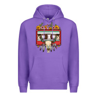 Purple bull skull sunflower floral cassette Premium Hoodie - FaDigitalArtStudio