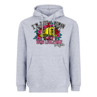 Heather Grey im just a woman who loves her firefighter Heavyweight Hoodie - SublimationCraftShop
