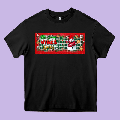 Christmas Vibes Only Heavy Core Tee Designed By Bundleandbundleshop