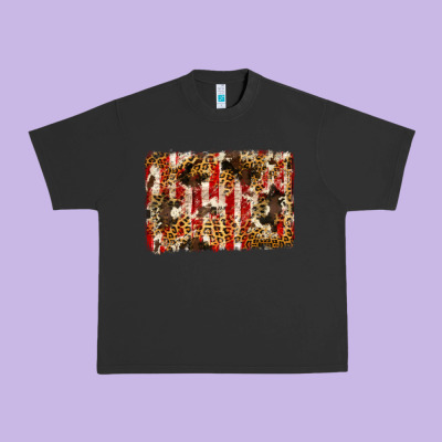 America, Cowhide, Leopard Backgraund Urban Heavy Tee Designed By Jahusdesignshop