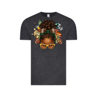 Vintage Black american football afro messy bun Vintage Tee - texasbilliewilder