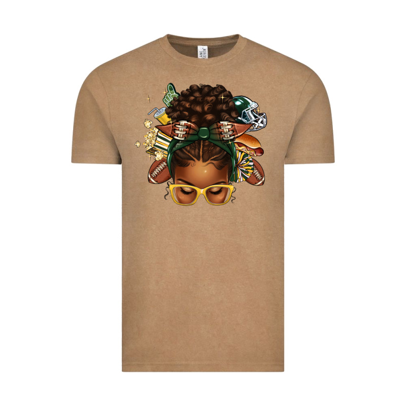American Football Afro Messy Bun Vintage Tee by texasbilliewilder | Teevron