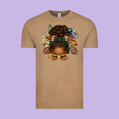 American Football Afro Messy Bun Vintage Tee Designed By Texasbilliewilder