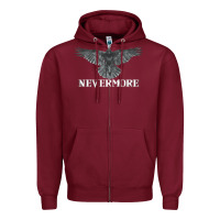 Burgundy Hot Trend Raven Nevermore Poetry Halloween Edgar Allan Poe Zipper Hoodie - lanVoArt