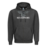 Charcoal Heather Hot Trend Raven Nevermore Poetry Halloween Edgar Allan Poe Zipper Hoodie - lanVoArt