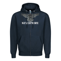 Navy Hot Trend Raven Nevermore Poetry Halloween Edgar Allan Poe Zipper Hoodie - lanVoArt