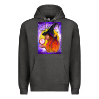 Charcoal Heather witch with crystal ball air freshener Premium Hoodie - BundleAndBundleShop