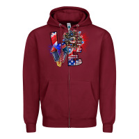Burgundy patriotic Love Zipper Hoodie - CowhideDigitalArt