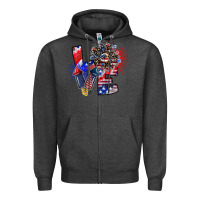 Charcoal Heather patriotic Love Zipper Hoodie - CowhideDigitalArt