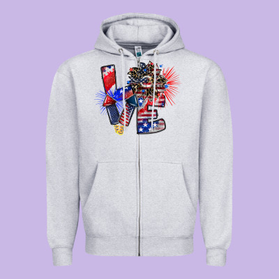 Patriotic Love Zipper Hoodie Designed By Cowhidedigitalart