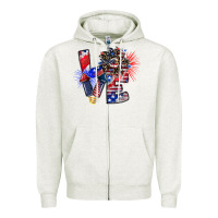 Oatmeal Heather patriotic Love Zipper Hoodie - CowhideDigitalArt