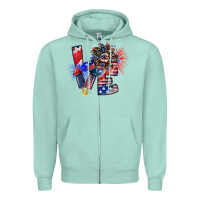 Seafoam patriotic Love Zipper Hoodie - CowhideDigitalArt