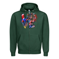 Sports Green patriotic Love Zipper Hoodie - CowhideDigitalArt