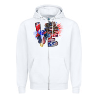 White patriotic Love Zipper Hoodie - CowhideDigitalArt