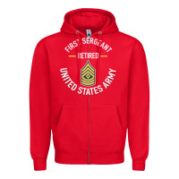 Red first sergeant 1sg retired army military retirement gifts long sleeve Zipper Hoodie - lanVoArt