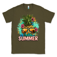 Army Green Hello summer pineapple Classic Tee - NancyCooperArtShop