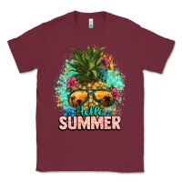 Burgundy Hello summer pineapple Classic Tee - NancyCooperArtShop