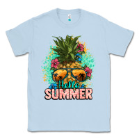 Dusty Blue Hello summer pineapple Classic Tee - NancyCooperArtShop