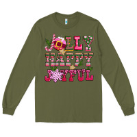 Army Green jolly happy joyful pink christmas Long Sleeve Tee - CowGirlArtShop